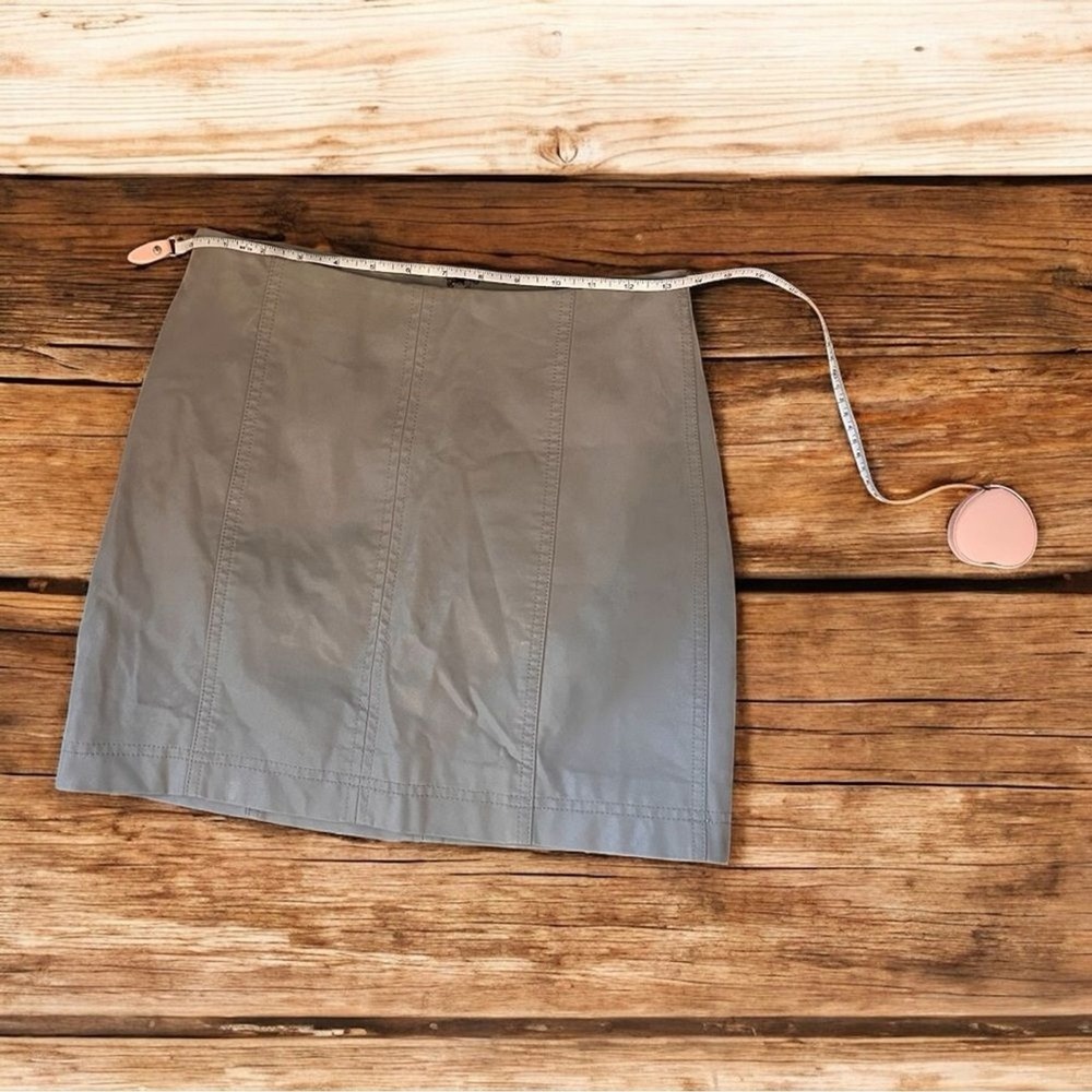 Free People Modern Femme Vegan Leather Skirt 2 Taupe Neutral Minimalist Clean